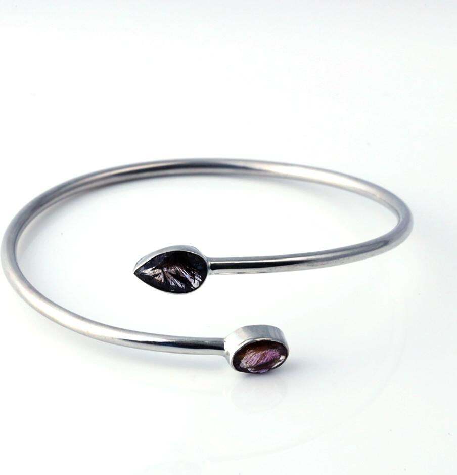 Rutile Quartz Bangle Sterling Silver