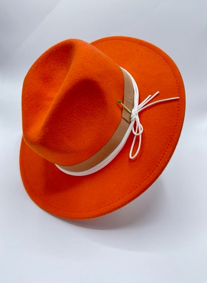 Stand out with us - orange fedora hat