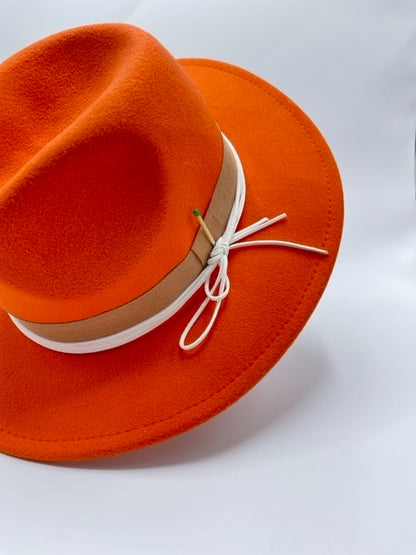 Stand out with us - orange fedora hat