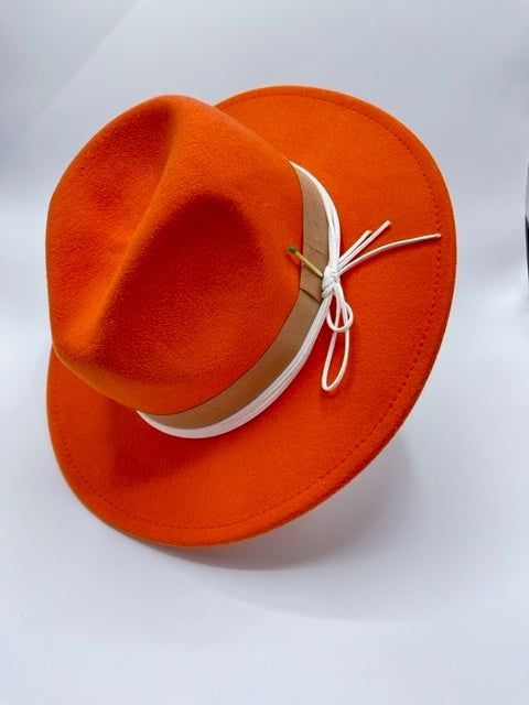 Stand out with us - orange fedora hat