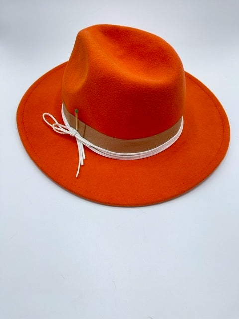 Stand out with us - orange fedora hat