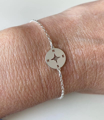 Sterling silver compass bracelet