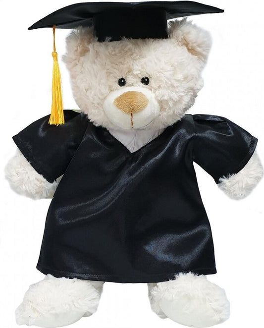 Supersoft, cuddly cream bear with Graduation Gown and Hat.  Ideal for school leavers, year 6 and 13 gift.  Thank You Teacher gift. Teenagers.