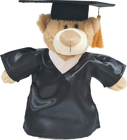 Supersoft, cuddly mascot bear with Graduation Gown and Hat.  Ideal for school leavers, foundation and year 6 and 13 gift.  Thank You Teacher gift.