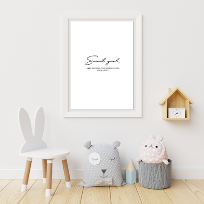 Sweet Girl Poster Print (A3 , White Frame)