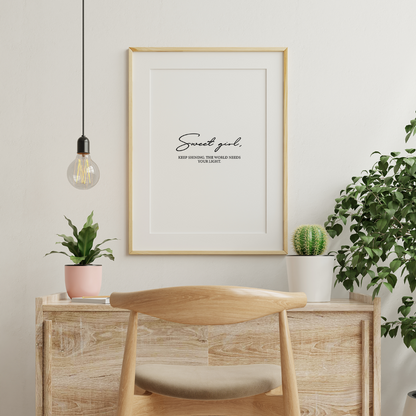 Sweet Girl Poster Print (A3 , White Frame)