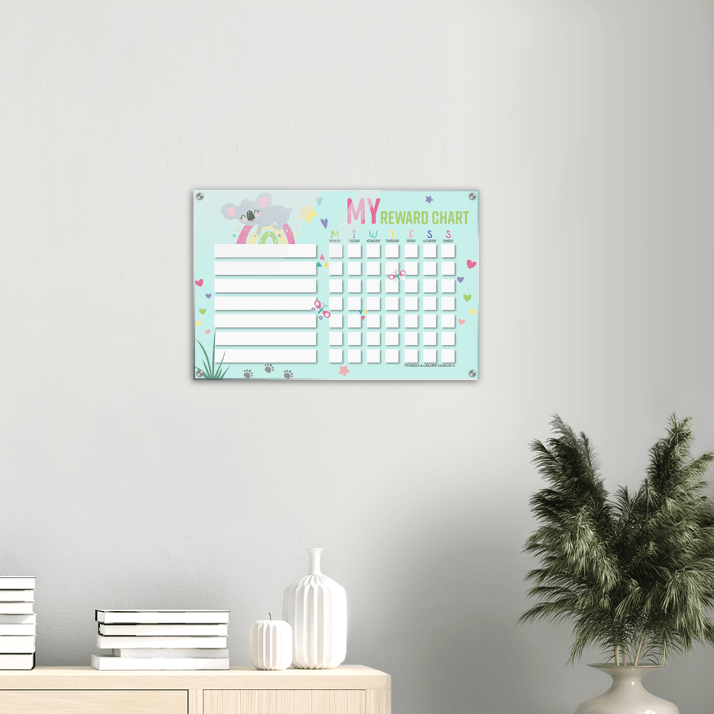 Sweet Koala Acrylic Reward Chart, Personalized Chore Chart, Acrylic Chore Chart, Kids Responsibility Chat, Dry Erase Chore Chart