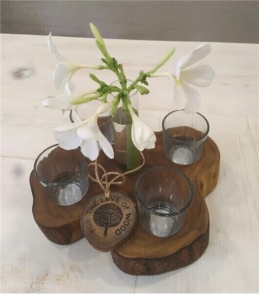 The Wedge. Wooden Centre Piece - Antique Colour candle holder