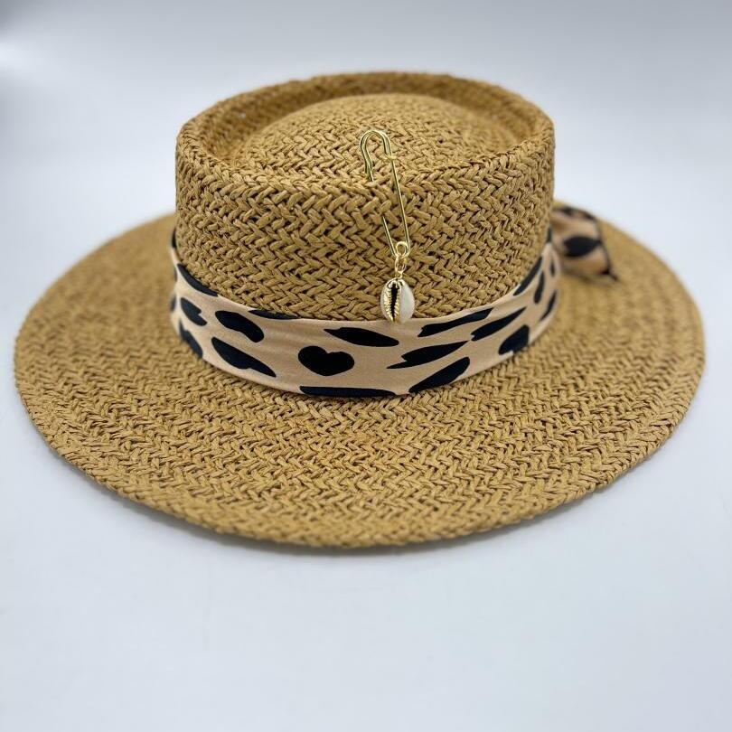 Tiger print paper straw hat