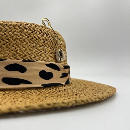 Tiger print paper straw hat