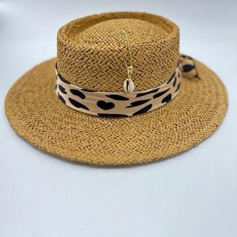 Tiger print paper straw hat