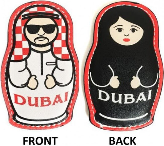 Trendy Magnet, Dubai couple design, Featuring Man one side and Lady the other. Super smooth touch PU fabric.  Size: 7.5cm