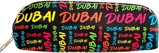 Trendy pencil case/ make up/ toiletries bag. Funky Neon Dubai design. Super smooth tough PU fabric, water resistant. Size: 7cm