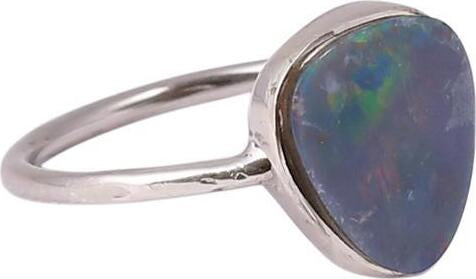 Triangle Opal Bezel Set Ring Sterling Silver