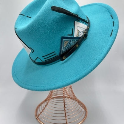 Turquoise fedora hand drawn