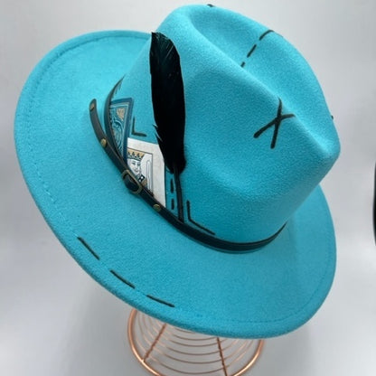 Turquoise fedora hand drawn