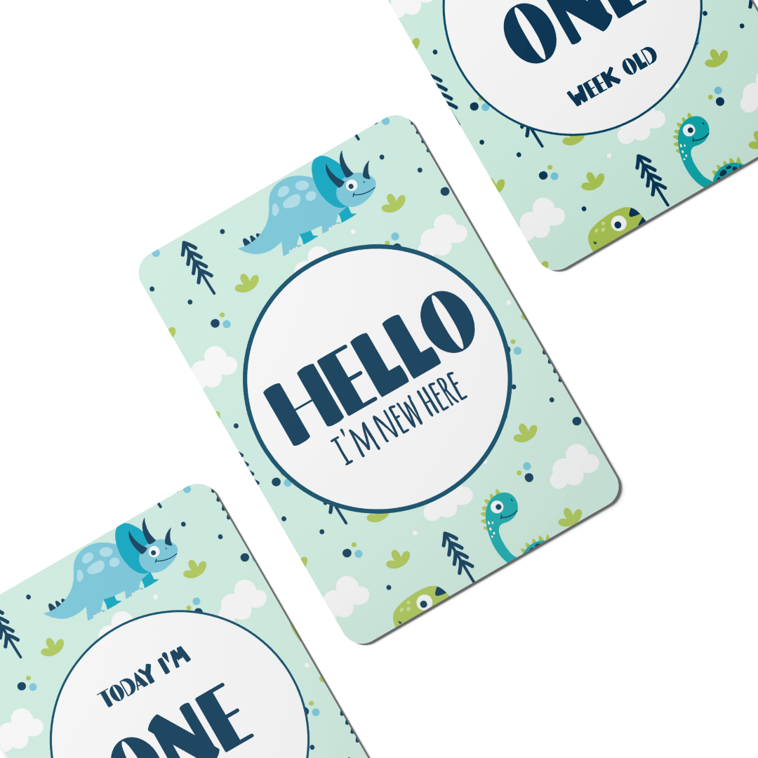 Twinkle Dino Baby Milestone Cards - Set of 25