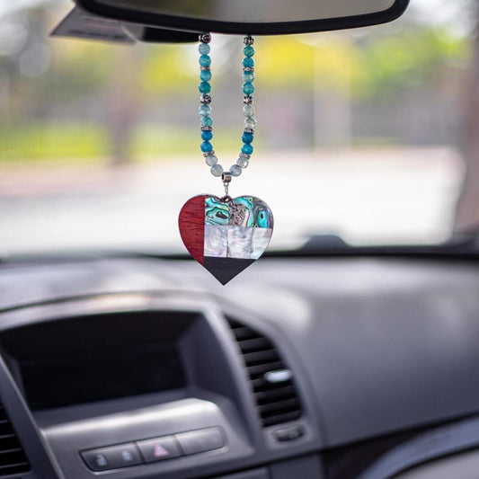 UAE Heart pendant, car accessory from the mother of pearl, luxurious mirror charm