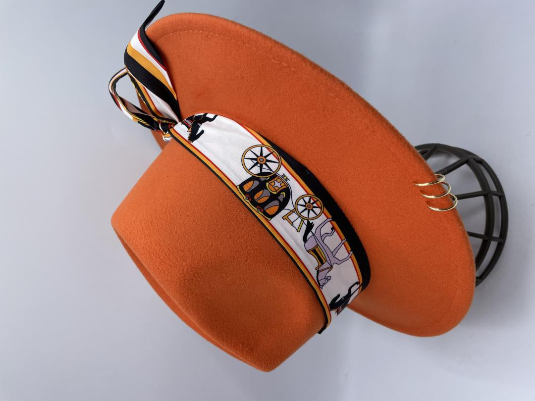 Unique orange designed fedora hat