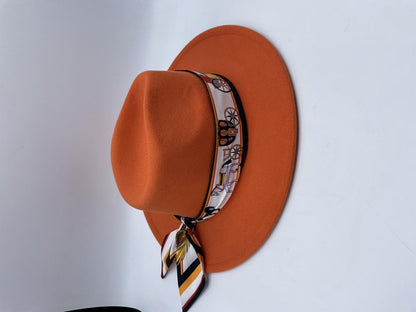 Unique orange designed fedora hat