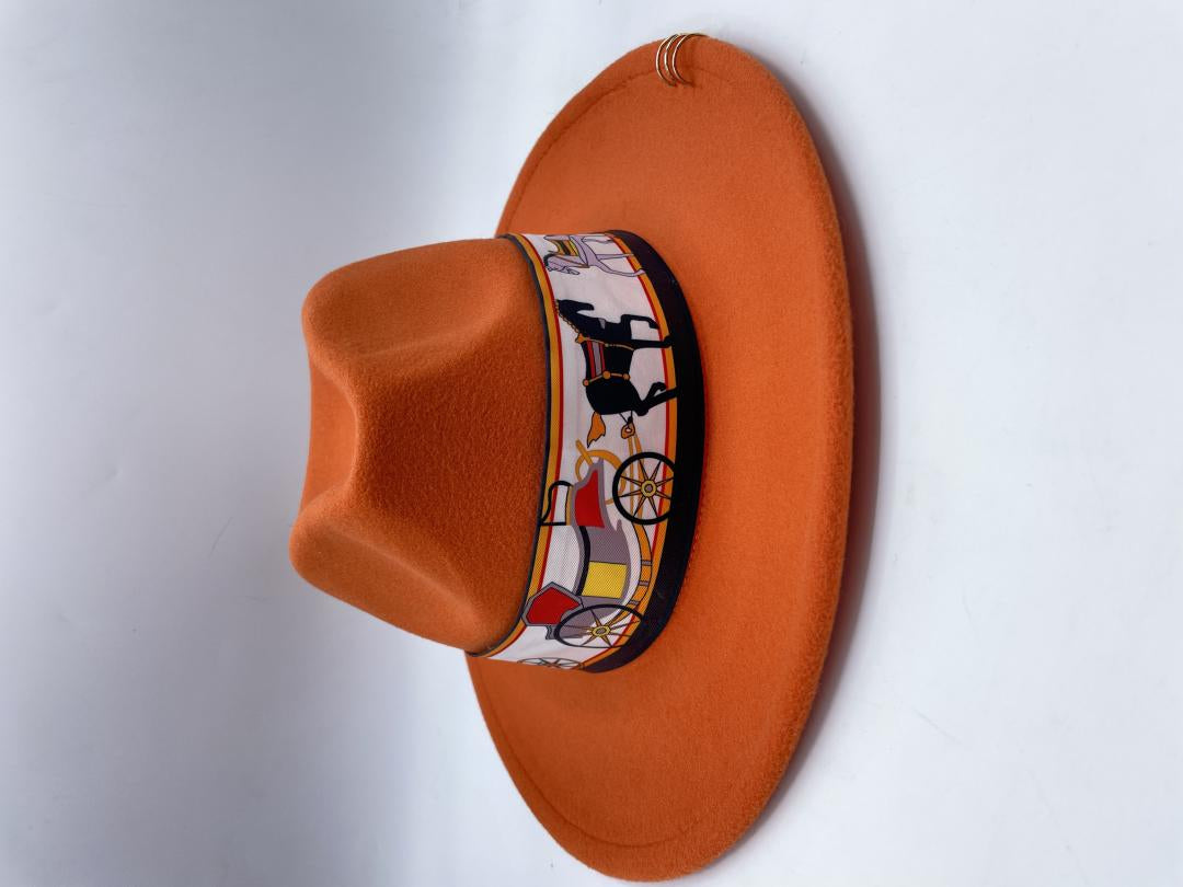 Unique orange designed fedora hat