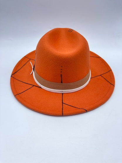 Unisex orange hand drawn fedora