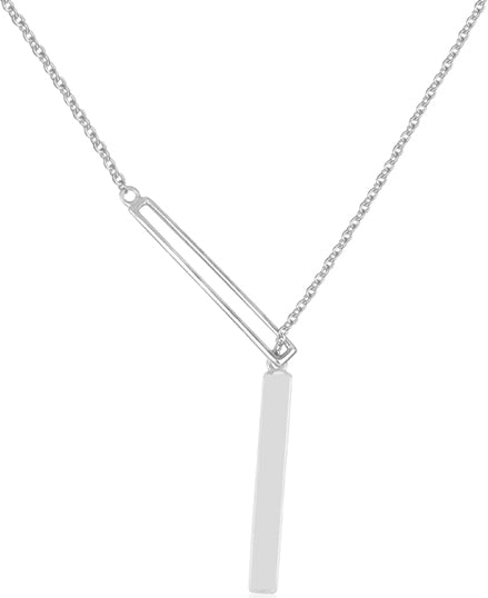 Vertical Bar Chain Pendant Sterling Silver