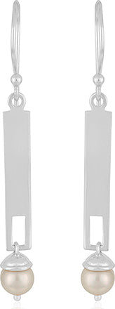 Vertical Bar Pearl Earring Sterling Silver