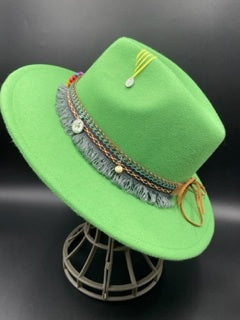 Vibrant green fedora with plane accessory