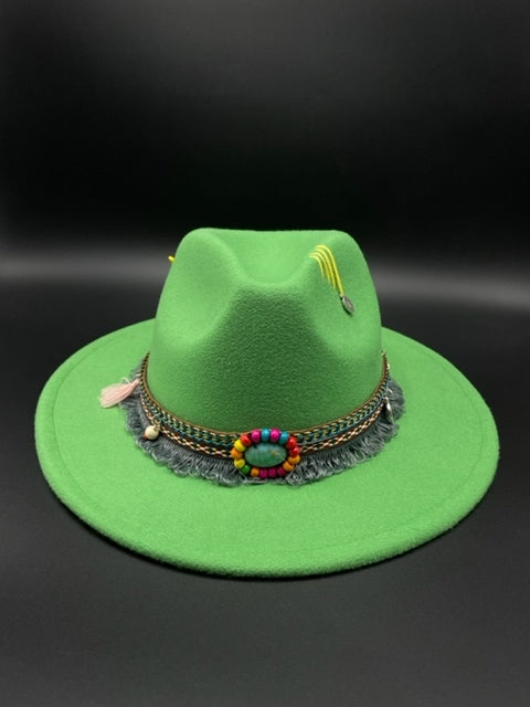 Vibrant green unisex fedora hat