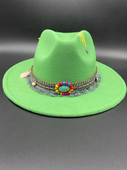 Vibrant green unisex fedora hat