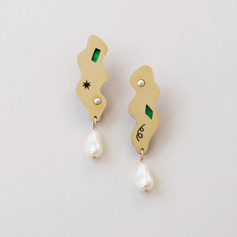 Ripple Earrings in Brass