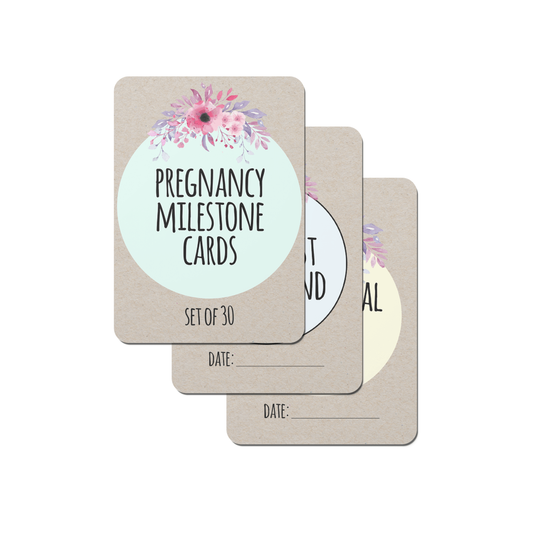 Watercolor Kraft Pregnancy Milestone Cards - Set of 30