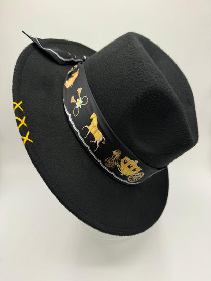 Black fedora with carriage scarf