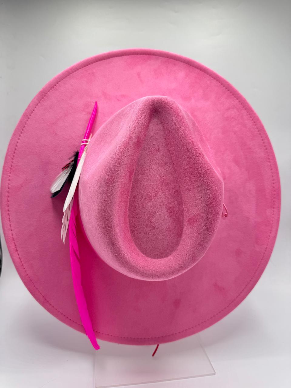 Fuchsia wide brim suede fedora