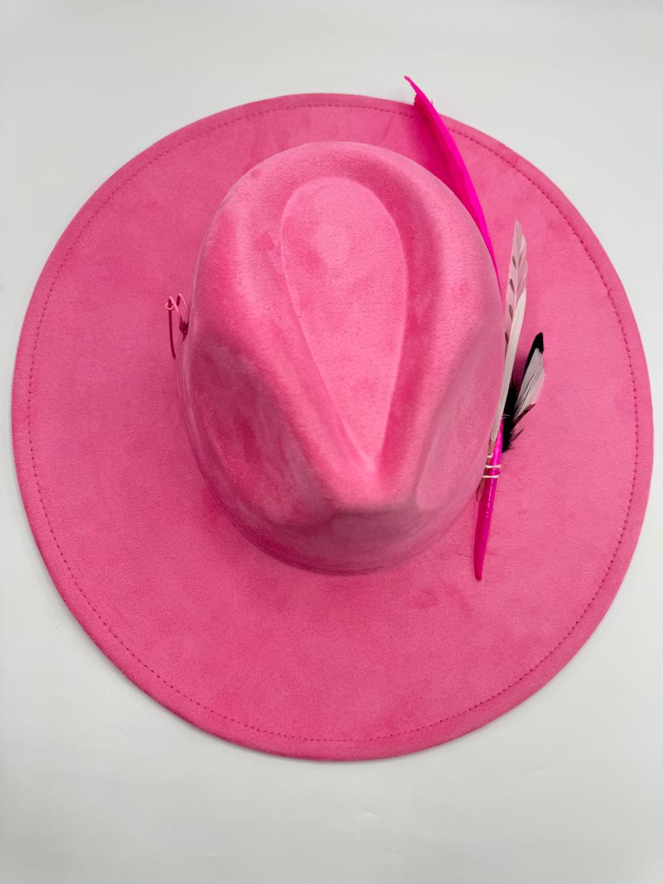 Fuchsia wide brim suede fedora