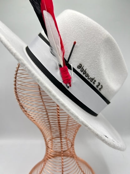 White fedora with red details