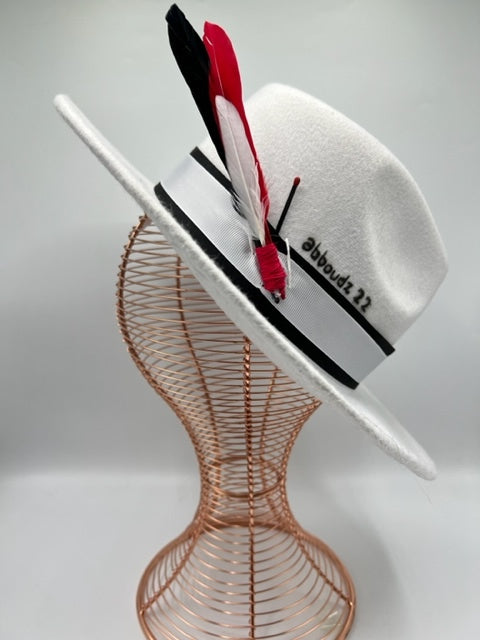 White fedora with red details