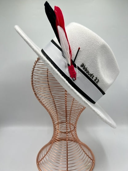 White fedora with red details