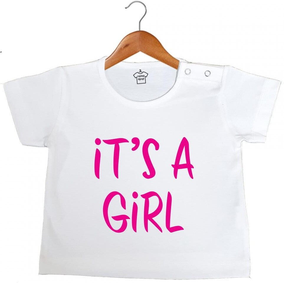 White T-shirt It's A Girl - Age 6-12 months