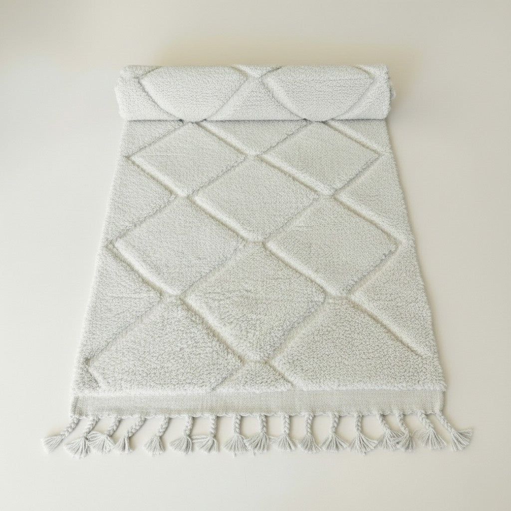 The 'Snowy Atlas' Rug: Pure & Undyed Organic Wool