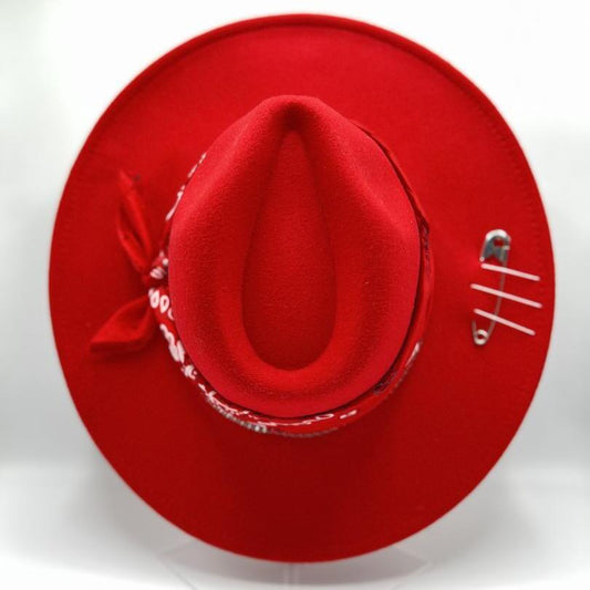 Wide brim red fedora