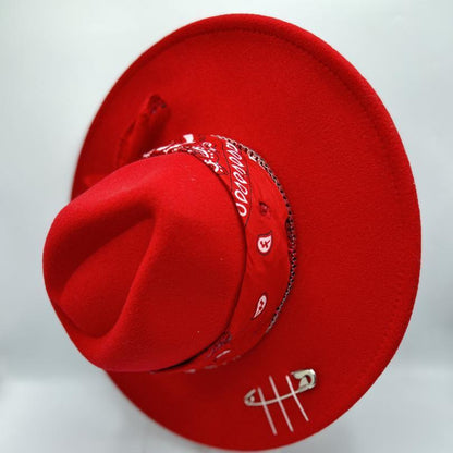 Wide brim red fedora