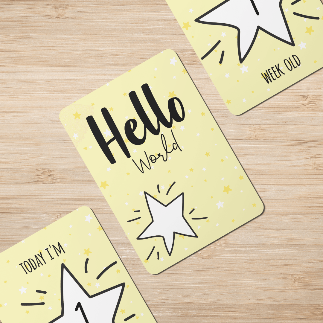 Yellow Twinkle Stars Baby Milestone Cards - Set of 25