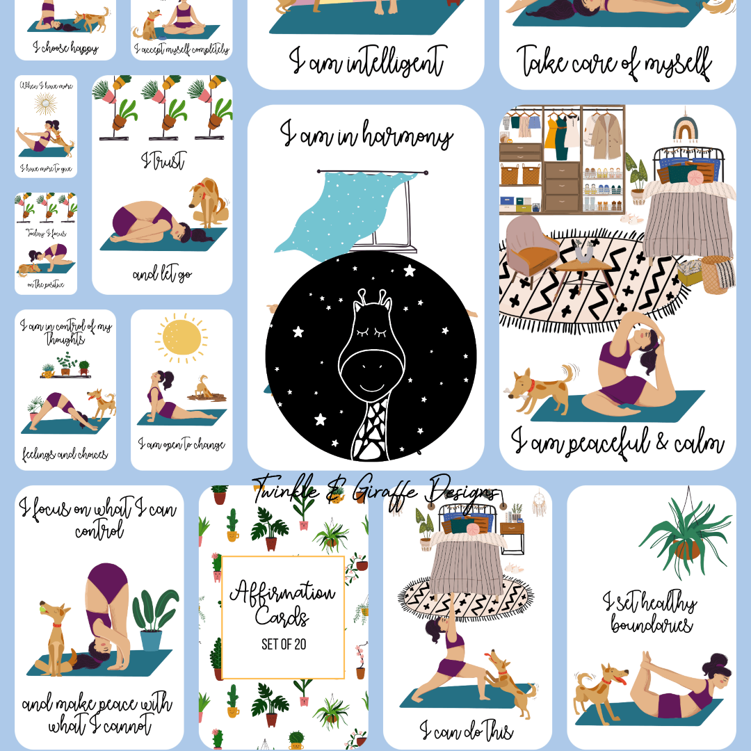 Yoga and the Dog Affirmation Cards - Set of 20