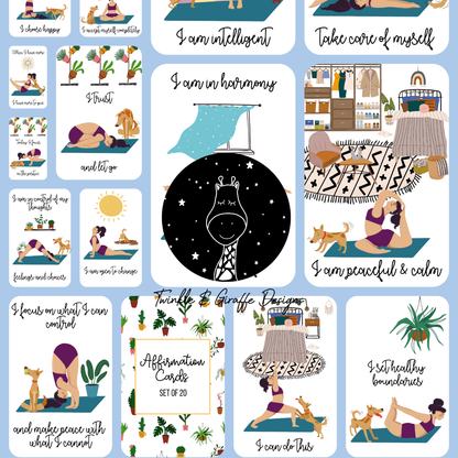 Yoga and the Dog Affirmation Cards - Set of 20