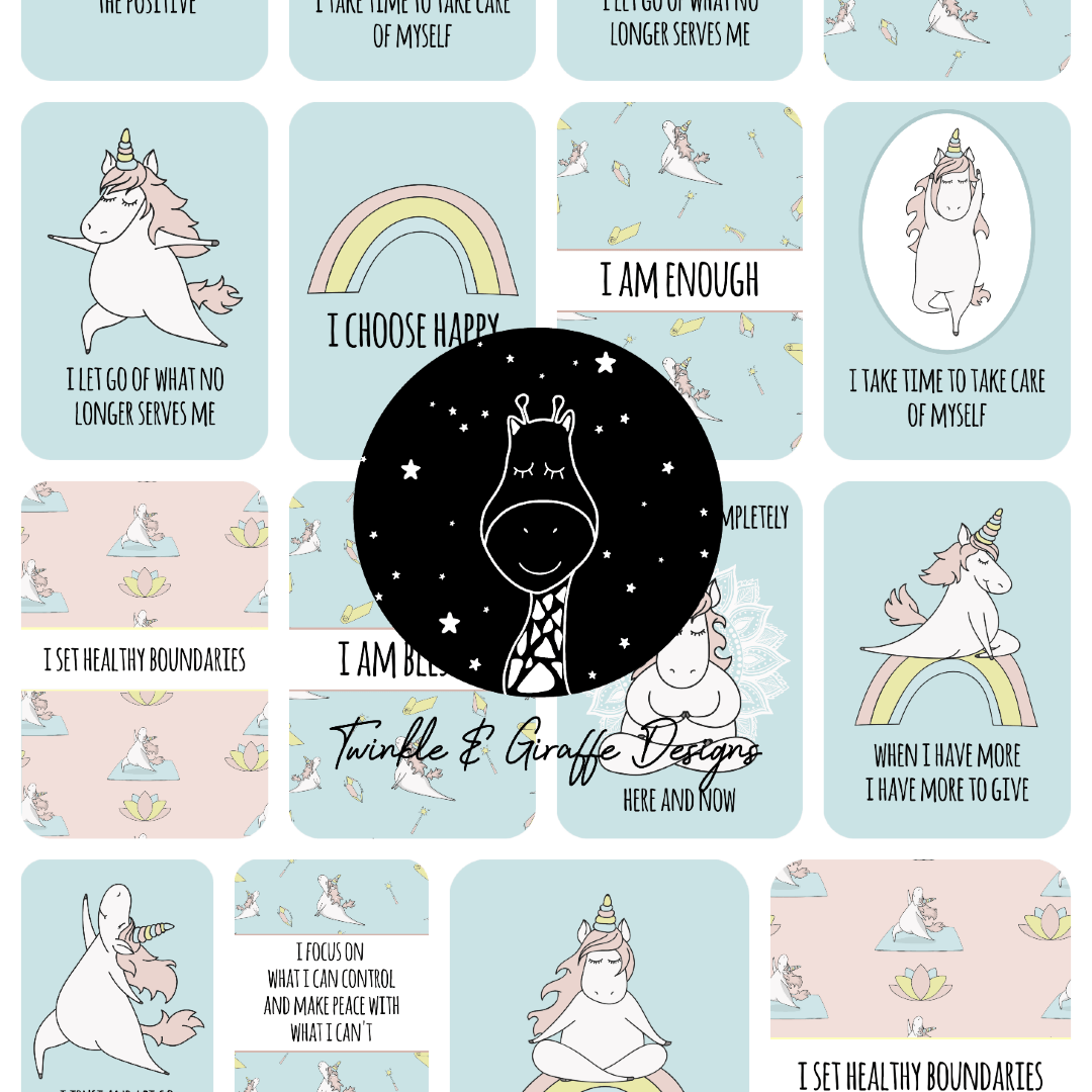 Yoga Unicorn Affirmation Cards - Set of 20